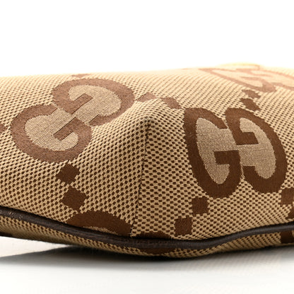 Gucci Monogram Jumbo GG Textured Dollar Calfskin Web Belt Bag Camel Ebony New Acero 9 of 12