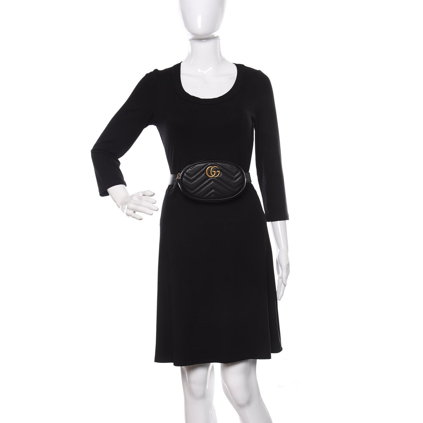Calfskin Matelasse GG Marmont Belt Bag 85 34 Black