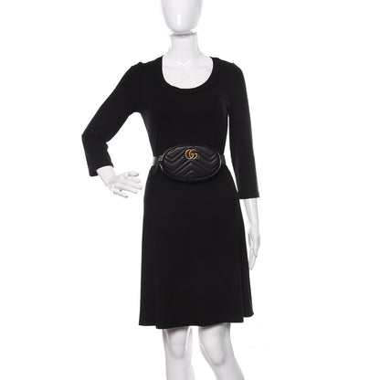 Gucci Calfskin Matelasse GG Marmont Belt Bag 85 34 Black 2 of 10
