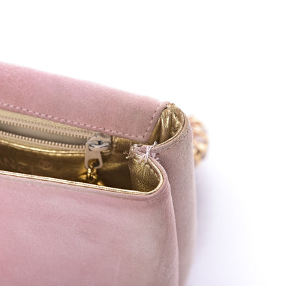 Chanel Suede Camellia Mini Flap Pink 13 of 15