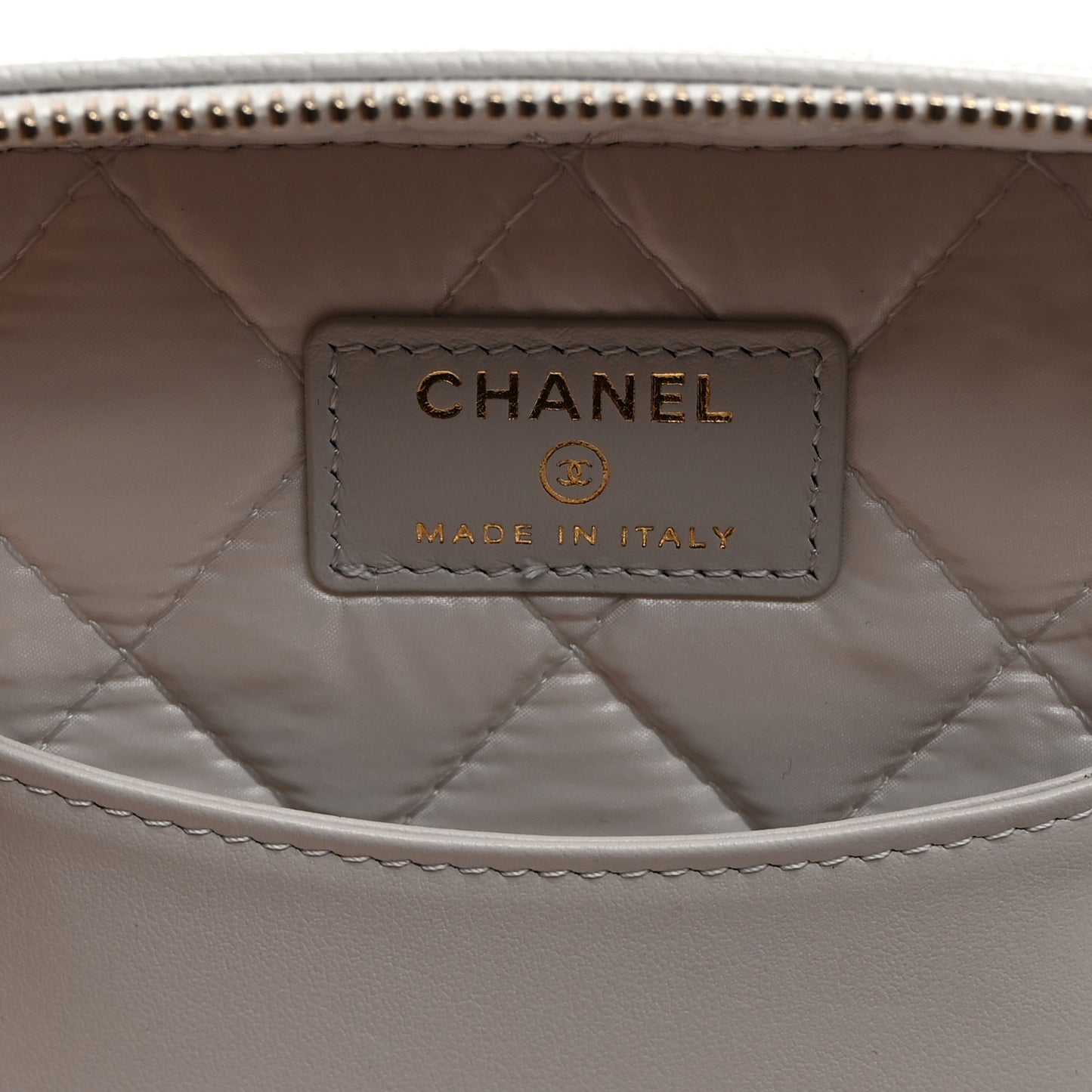 Caviar Quilted Large Vanity Pouch Light Grey