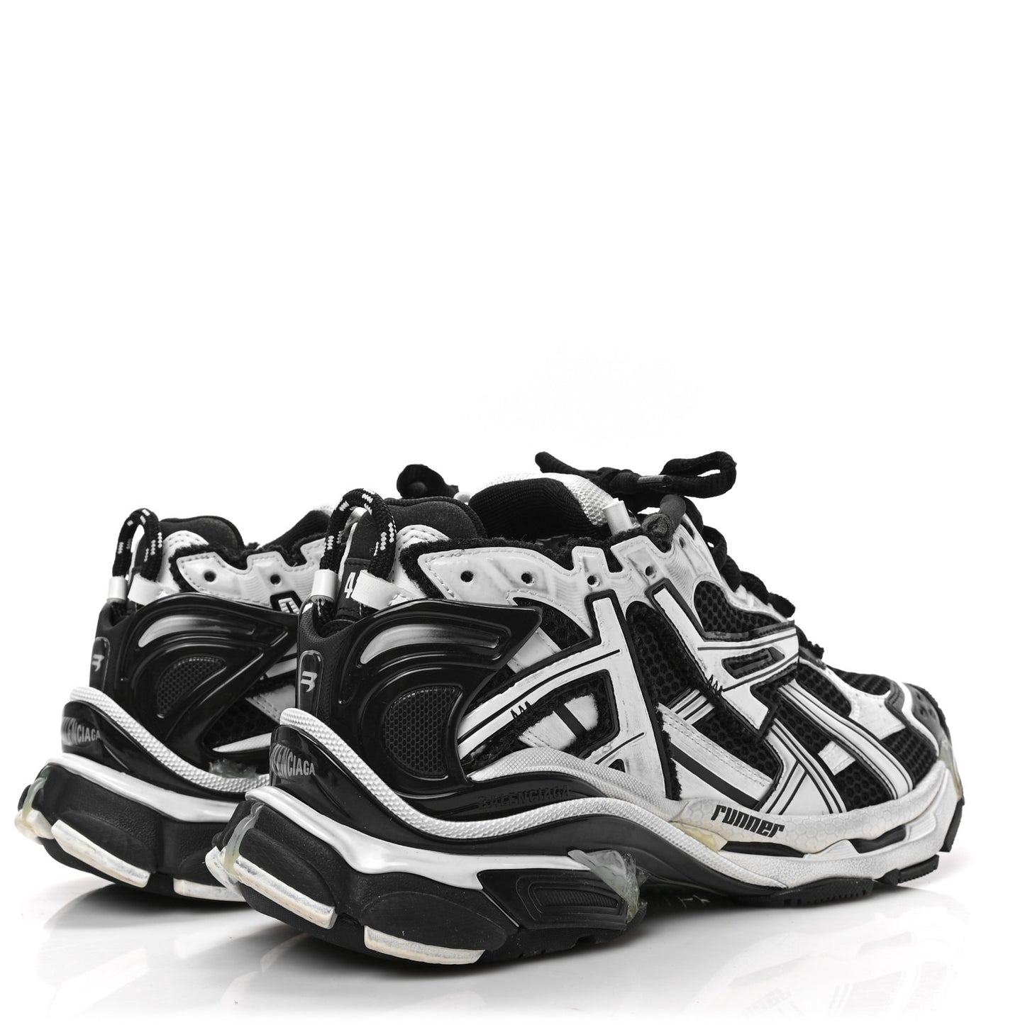 Mesh Rubber Bi-Color Mens Runner Sneakers 41 White Black