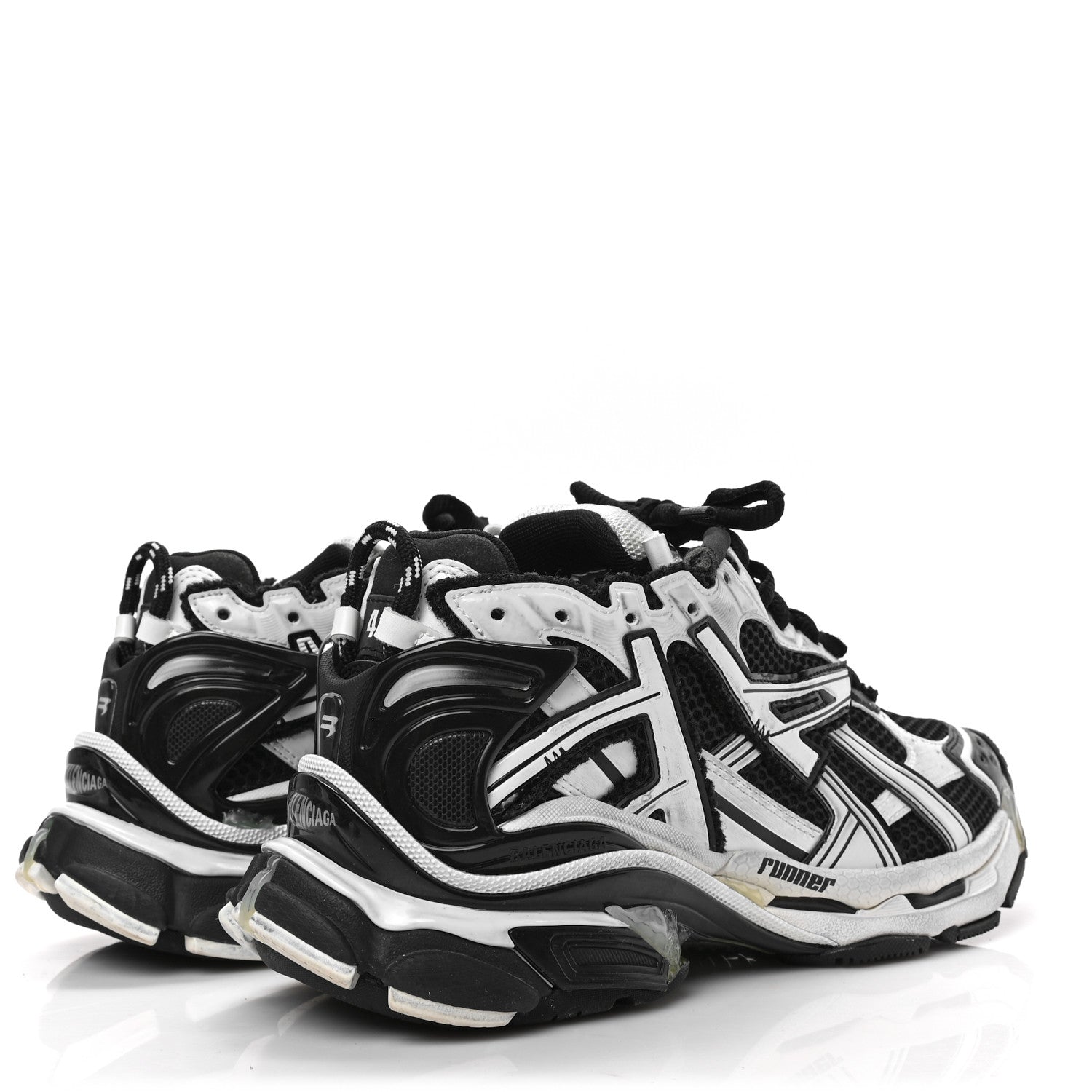 Balenciaga Mesh Rubber Bi-Color Mens Runner Sneakers 41 White Black 4 of 8