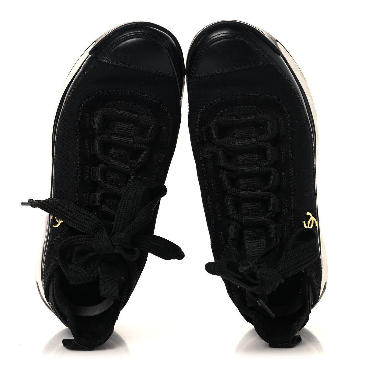 Chanel Velvet Calfskin Mixed Fibers CC Sneakers 36 Black 2 of 9