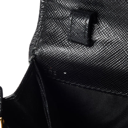 Prada Saffiano Metal Oro Chain Wallet Black 15 of 17