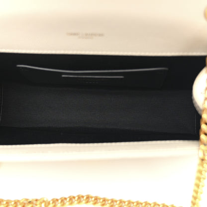 Saint Laurent Grain De Poudre Textured Mixed Matelasse Triquilt Small Monogram Satchel Crema Soft 5 of 10