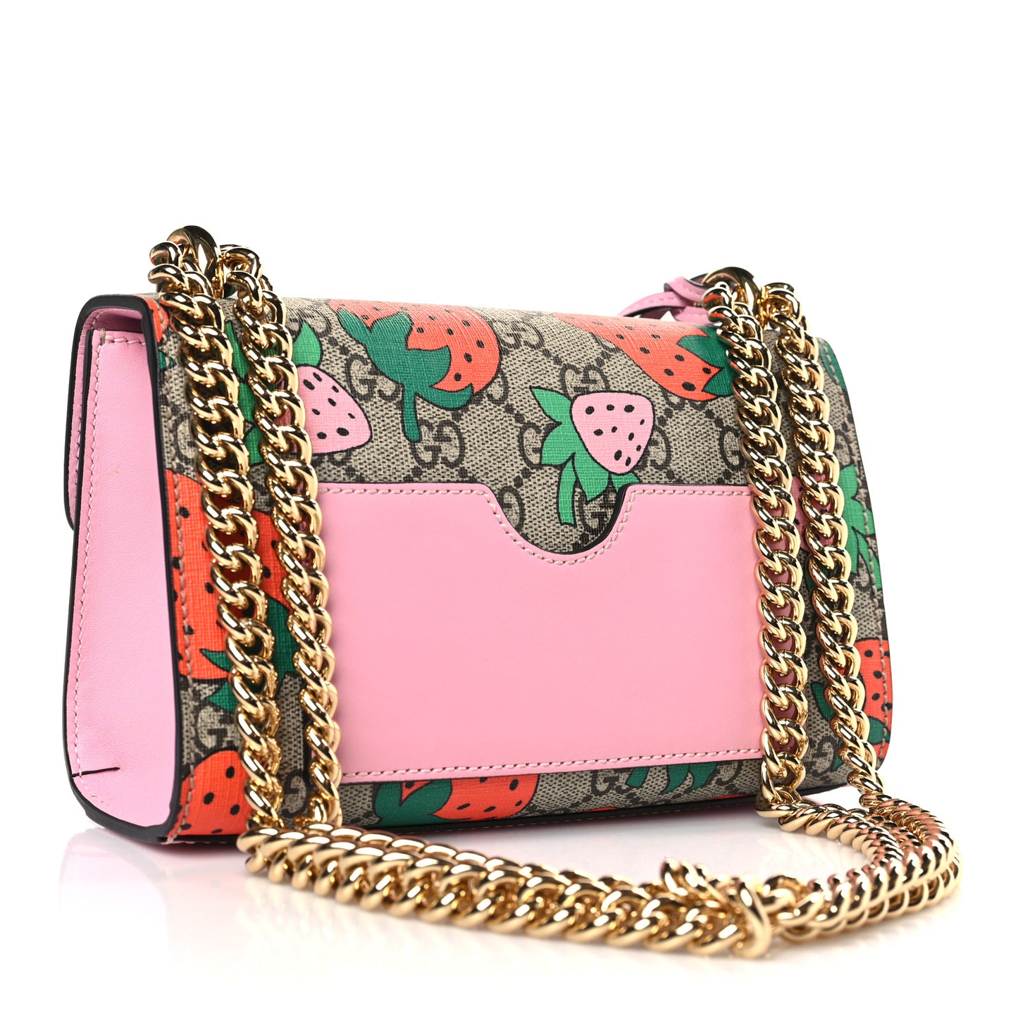 GG Supreme Monogram Strawberry Small Padlock Shoulder Bag