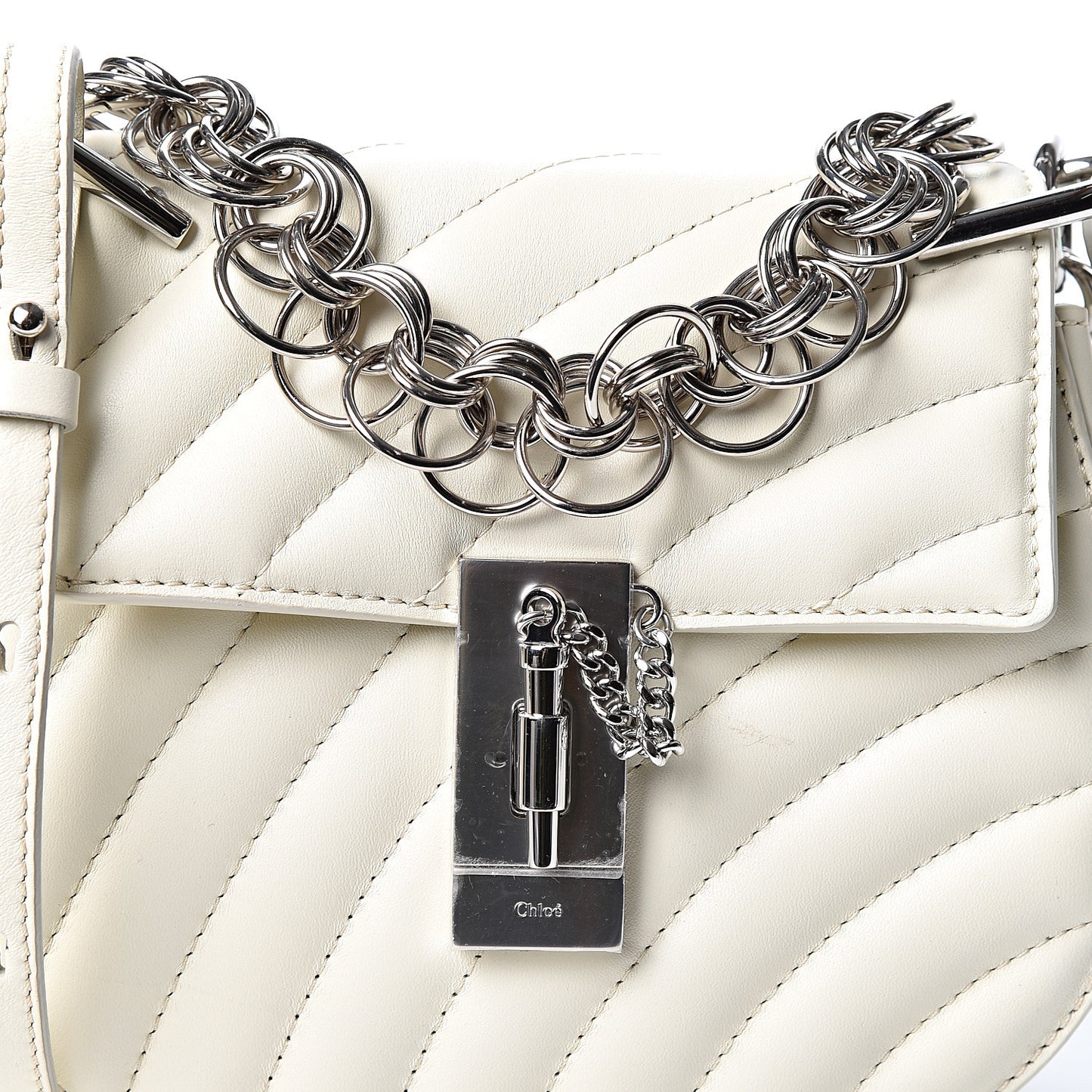 Calfskin Quilted Mini Drew Bijou Shoulder Bag Natural White