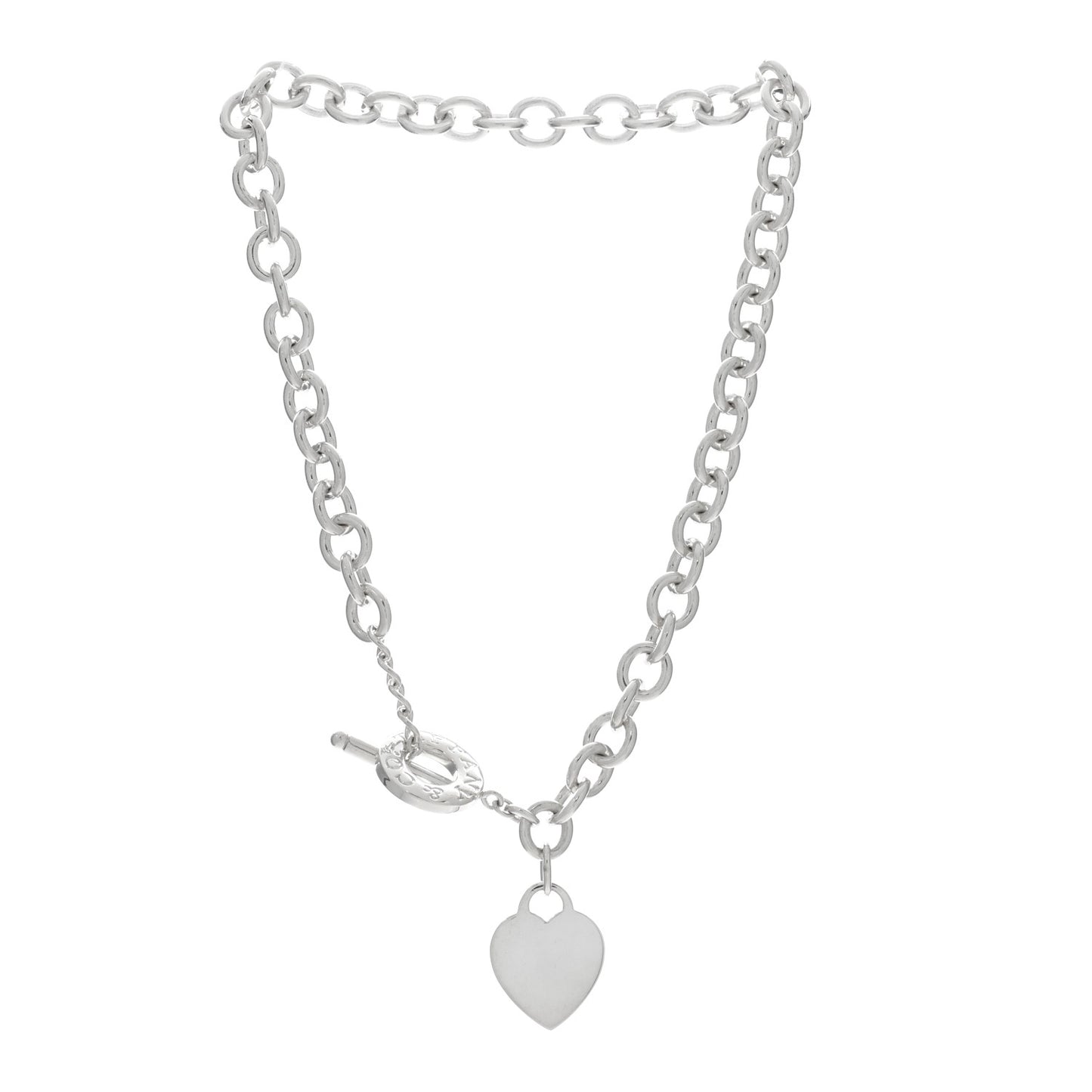 Sterling Silver Heart Tag Toggle Necklace
