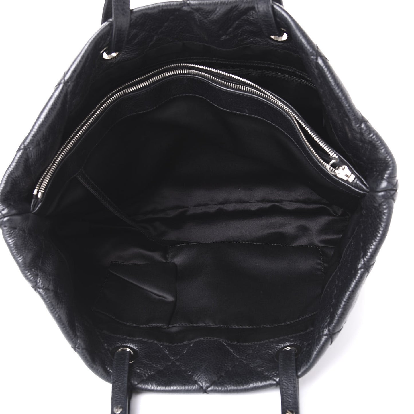 Glazed Calfskin Large On The Road Tote Black