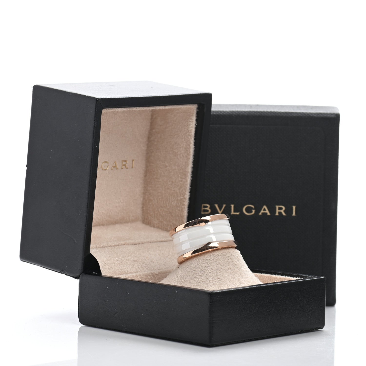 Bulgari 18K Rose Gold White Ceramic B.Zero1 Four-Band Ring 54 6.75 5 of 5