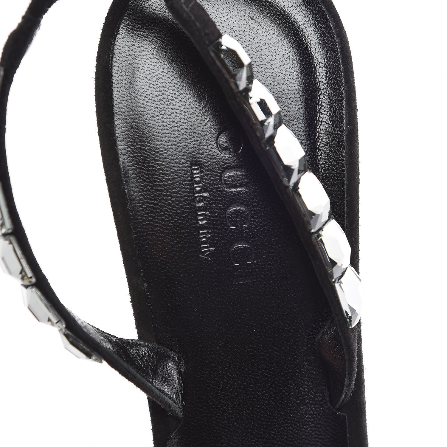 Gucci Kid Scamosciato Crystallo Mallory Slingback Sandal 36.5 Black 6 of 10