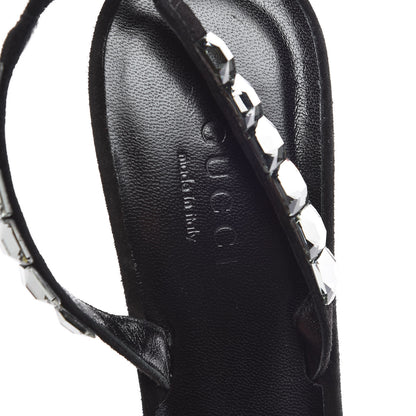 Gucci Kid Scamosciato Crystallo Mallory Slingback Sandal 36.5 Black 6 of 10