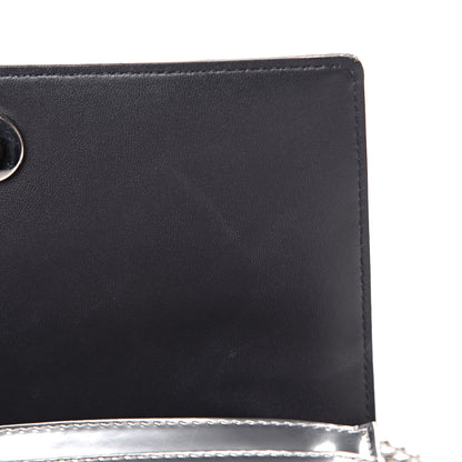 Christian Dior Metallic Patent Micro-Cannage Diorama Wallet on Chain Pouch Silver 9 of 12