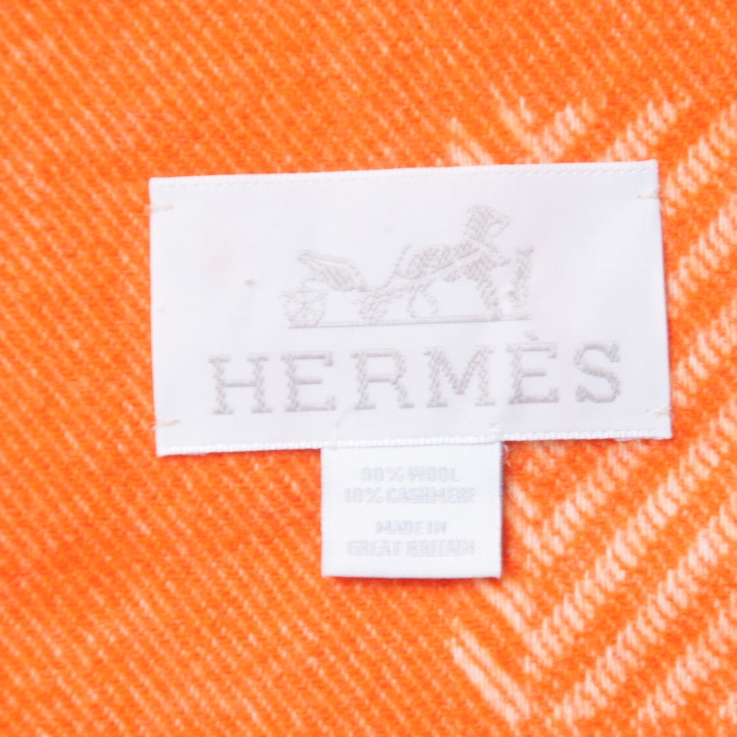 Hermes Wool Cashmere Labyrinthe Chevron Blanket Mangue 3 of 3