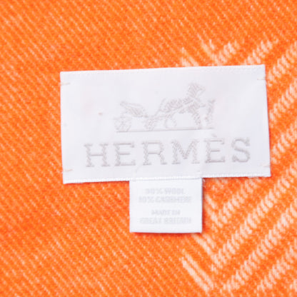 Hermes Wool Cashmere Labyrinthe Chevron Blanket Mangue 3 of 3