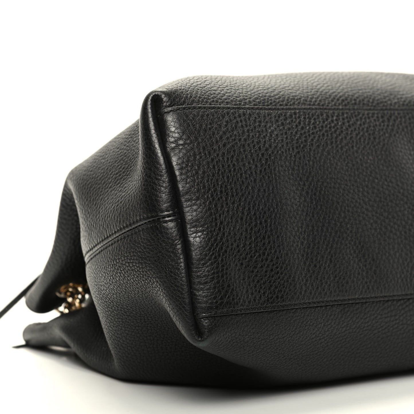 Pebbled Calfskin Medium Soho Chain Shoulder Bag Black