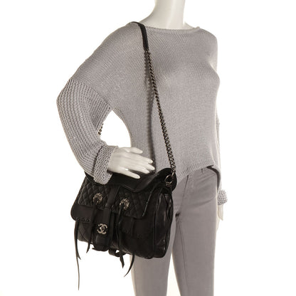 Chanel Calfskin Quilted Large Ride My Bag Messenger Black 2 of 8