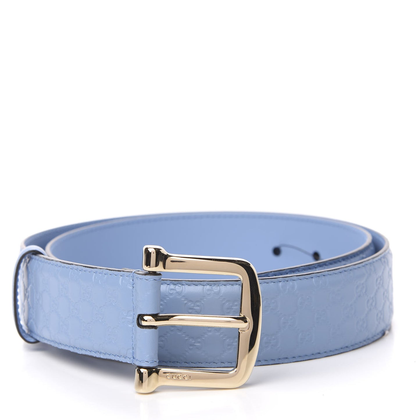 Soft Microguccissima Margaux Calfskin Belt 90 36 Mineral Blue