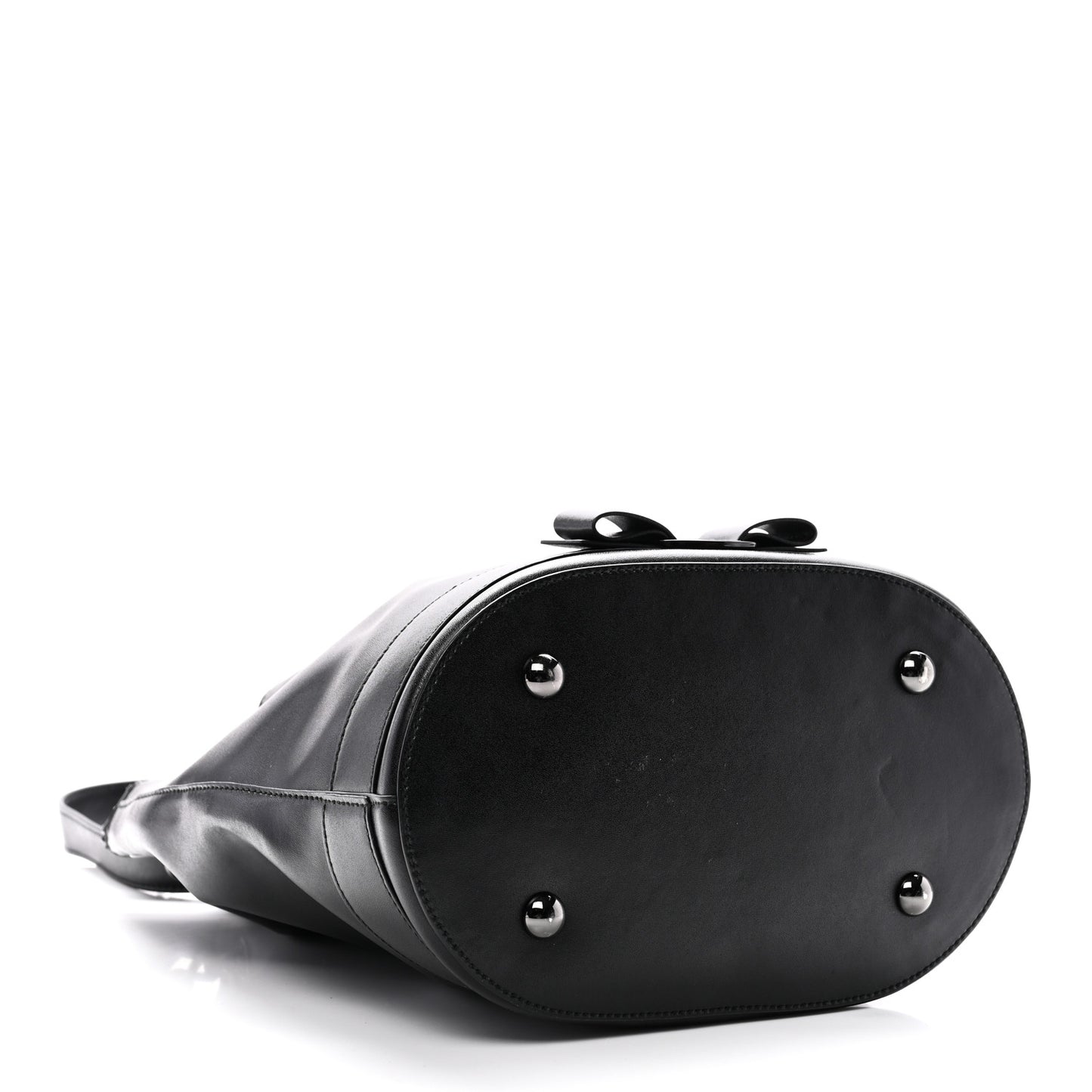 Calfskin Bow Bucket Bag Black