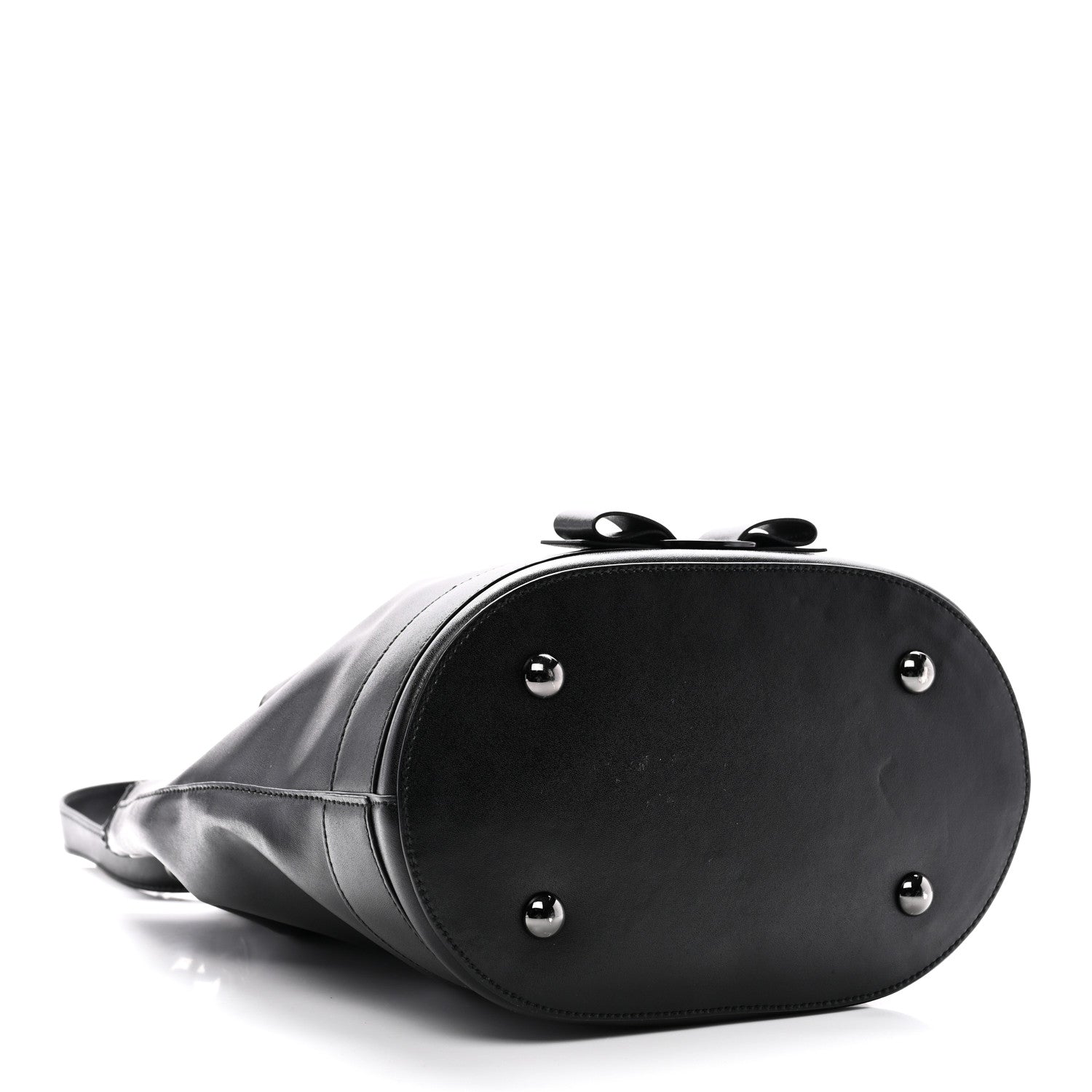 Salvatore Ferragamo Calfskin Bow Bucket Bag Black 4 of 9