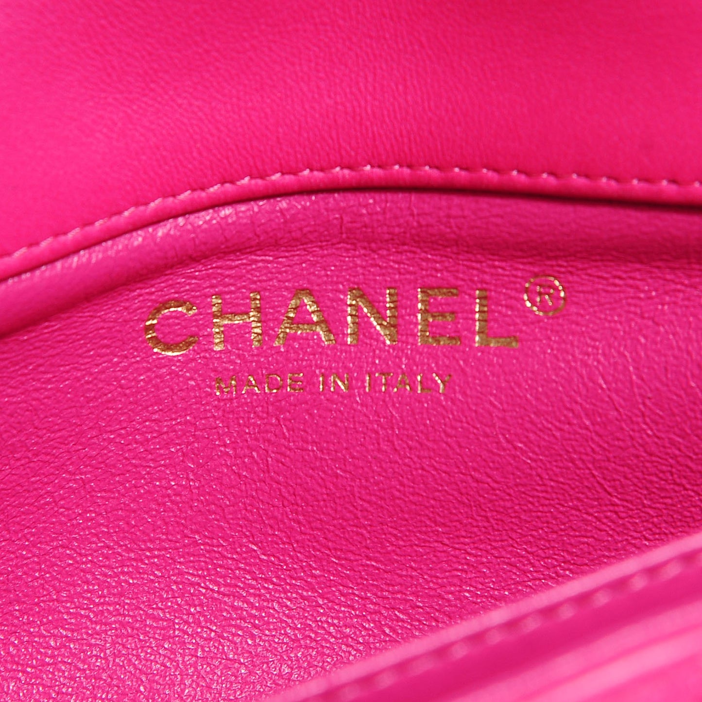 Lambskin Chevron Quilted Extra Mini Flap Dark Pink