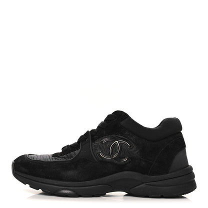 Chanel Nylon Calfskin Suede CC Sneakers 39 Black 1 of 8