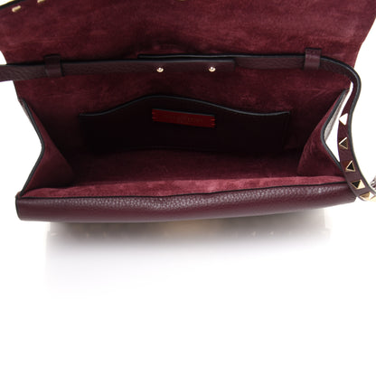 Valentino Garavani Pebbled Calfskin Rockstud Double Flap Crossbody Bag Rubin 5 of 9