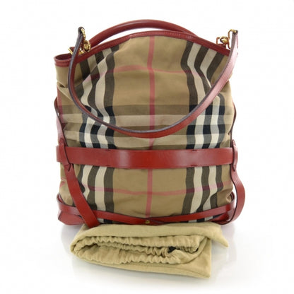 Burberry House Check Bridle Calfskin Medium Gosford Hobo Red 3 of 8