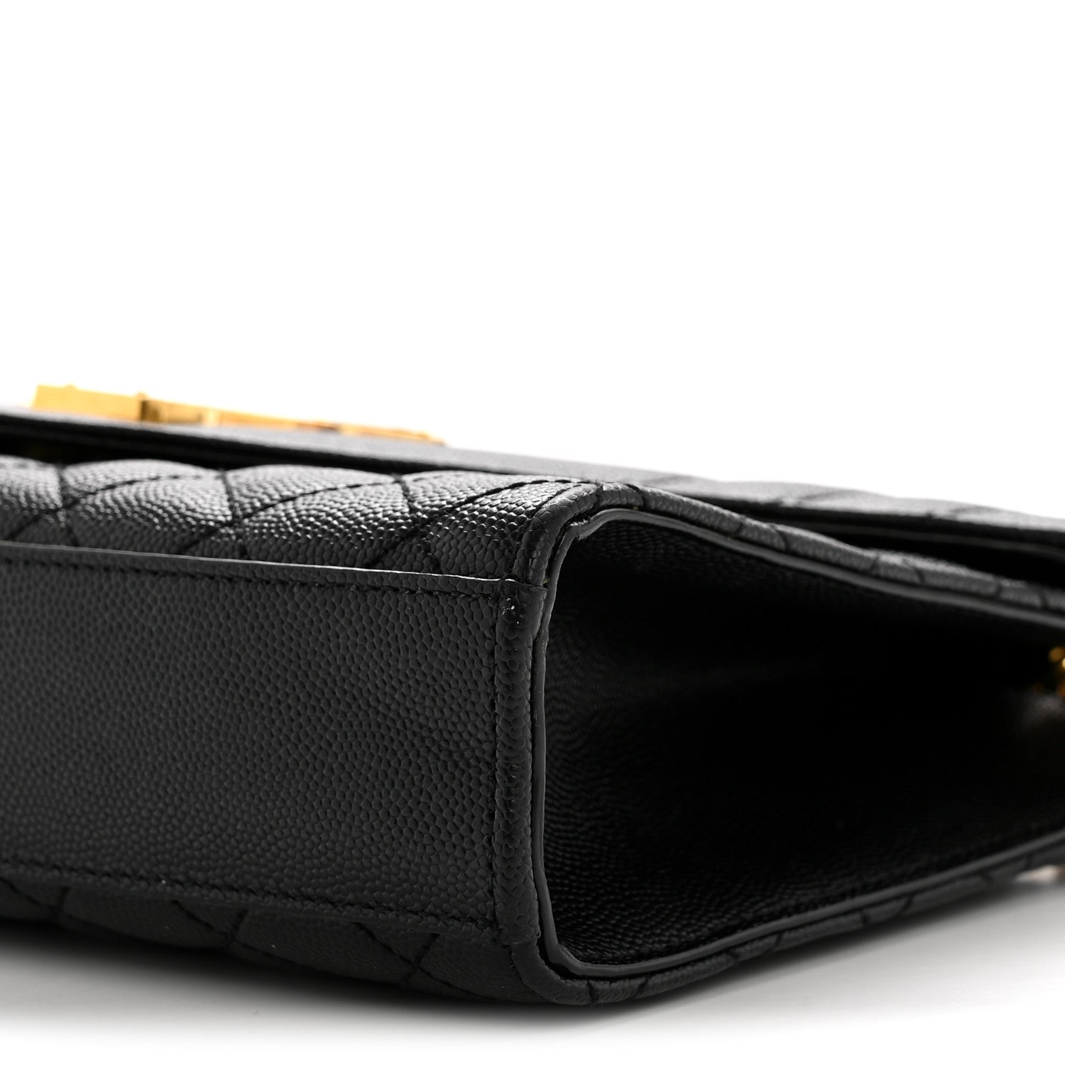 Saint Laurent Grain De Poudre Textured Mixed Matelasse Triquilt Medium Monogram Satchel Black 10 of 12