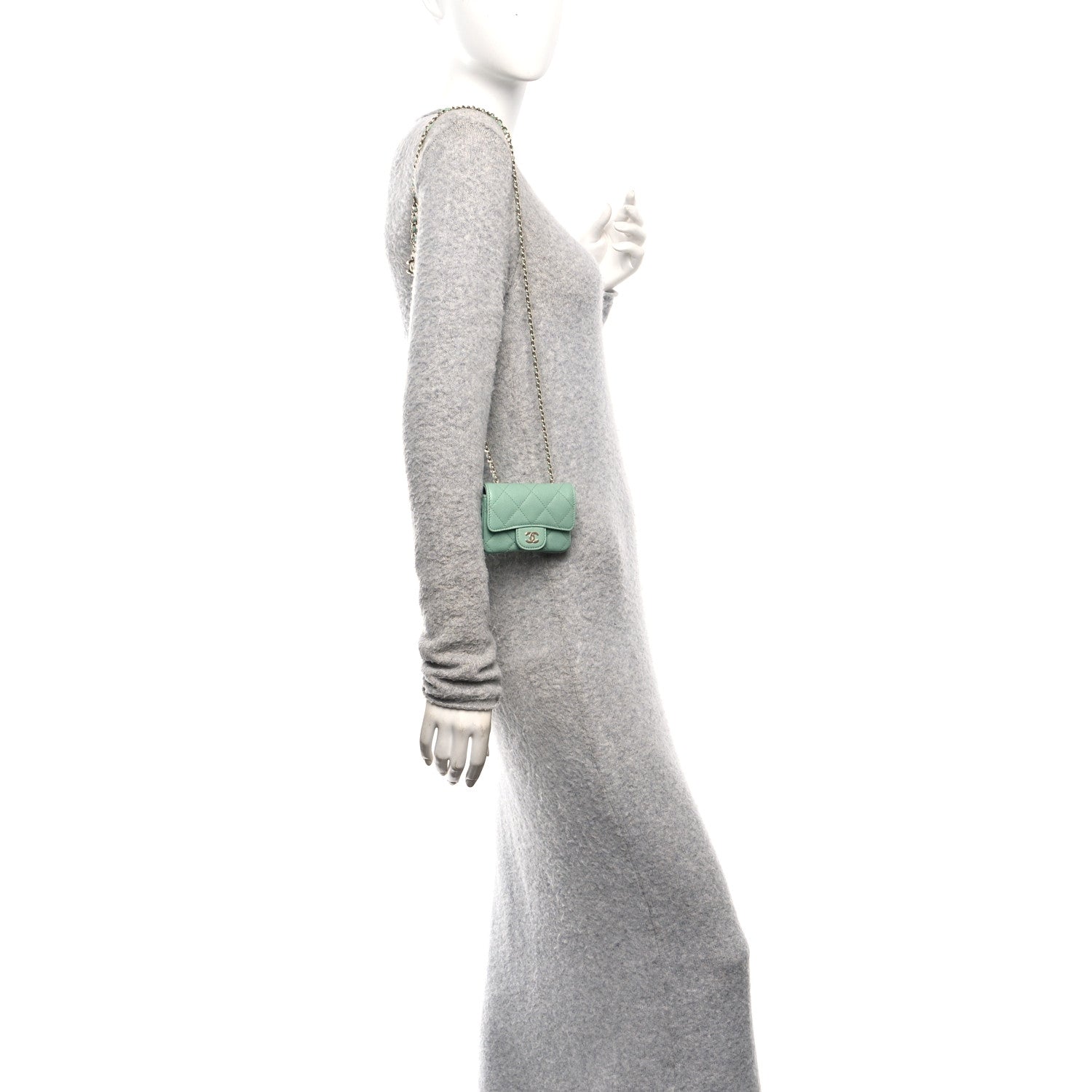 Chanel Caviar Quilted Mini Chain Belt Bag Light Green 2 of 10