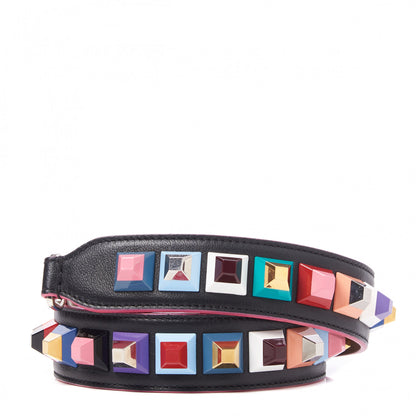 Fendi Vitello Dolce Plexiglass Bi-Color Studded Strap You Black Brownie Multicolor 6 of 6