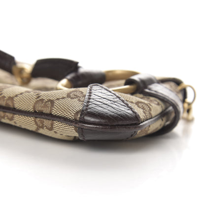 Gucci Monogram Horsebit Clutch Dark Brown 9 of 10