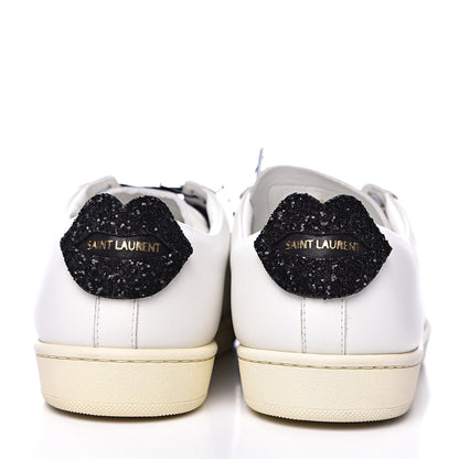 Saint Laurent Calfskin Glitter Signature Court Lips Sneakers 36 Optic White 5 of 10