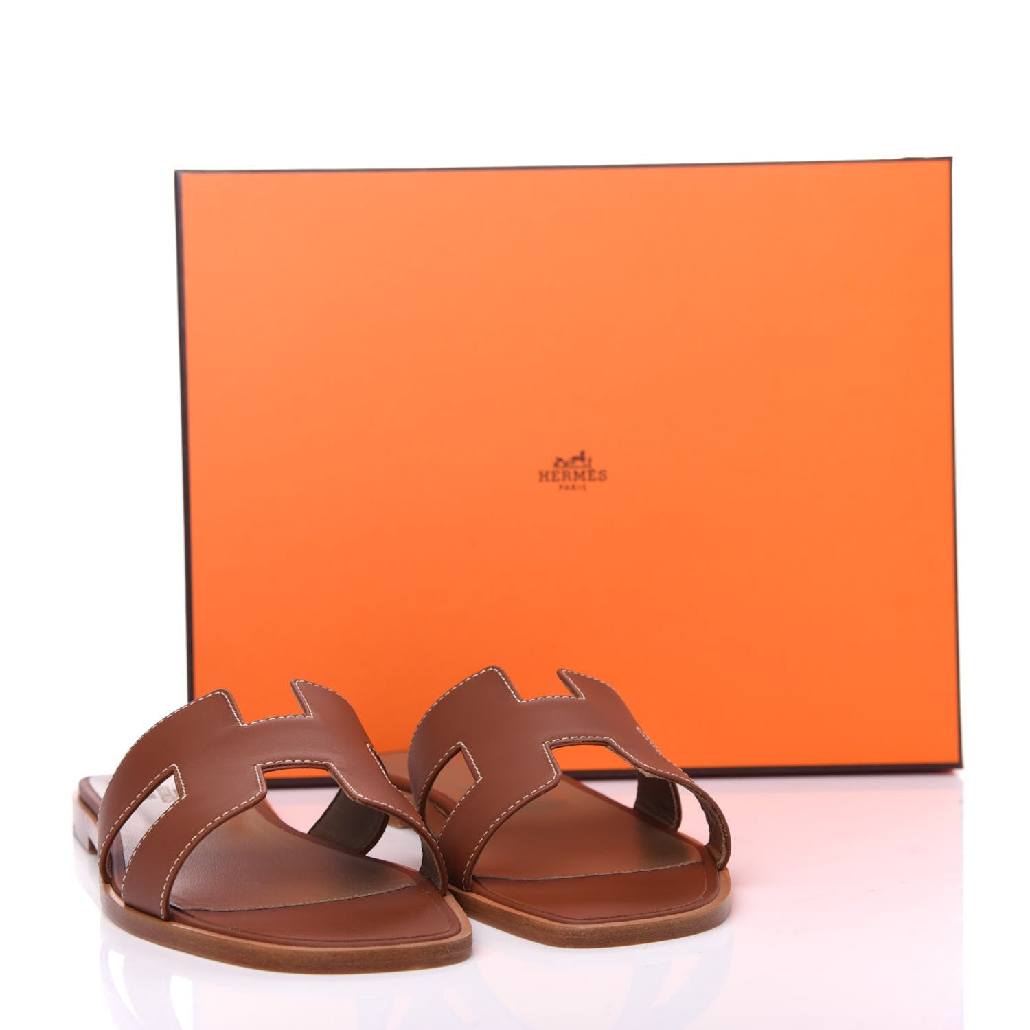 Hermes Box Calfskin Oran Sandals 39 Gold 11 of 11