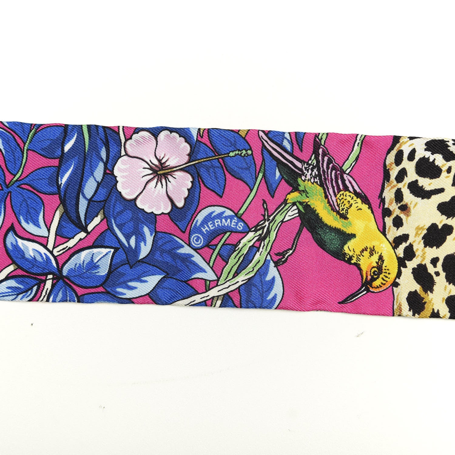 Hermes Silk Jungle Love Love Twilly Rose Vif Bleu Roy 4 of 5