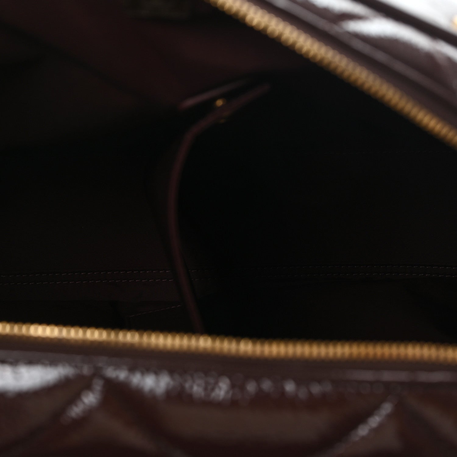 Chanel Patent Crumpled Calfskin Quilted Travel Bowling Bag Dark Brown 4 of 10