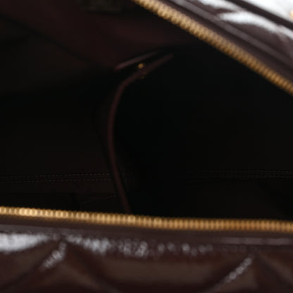 Chanel Patent Crumpled Calfskin Quilted Travel Bowling Bag Dark Brown 4 of 10