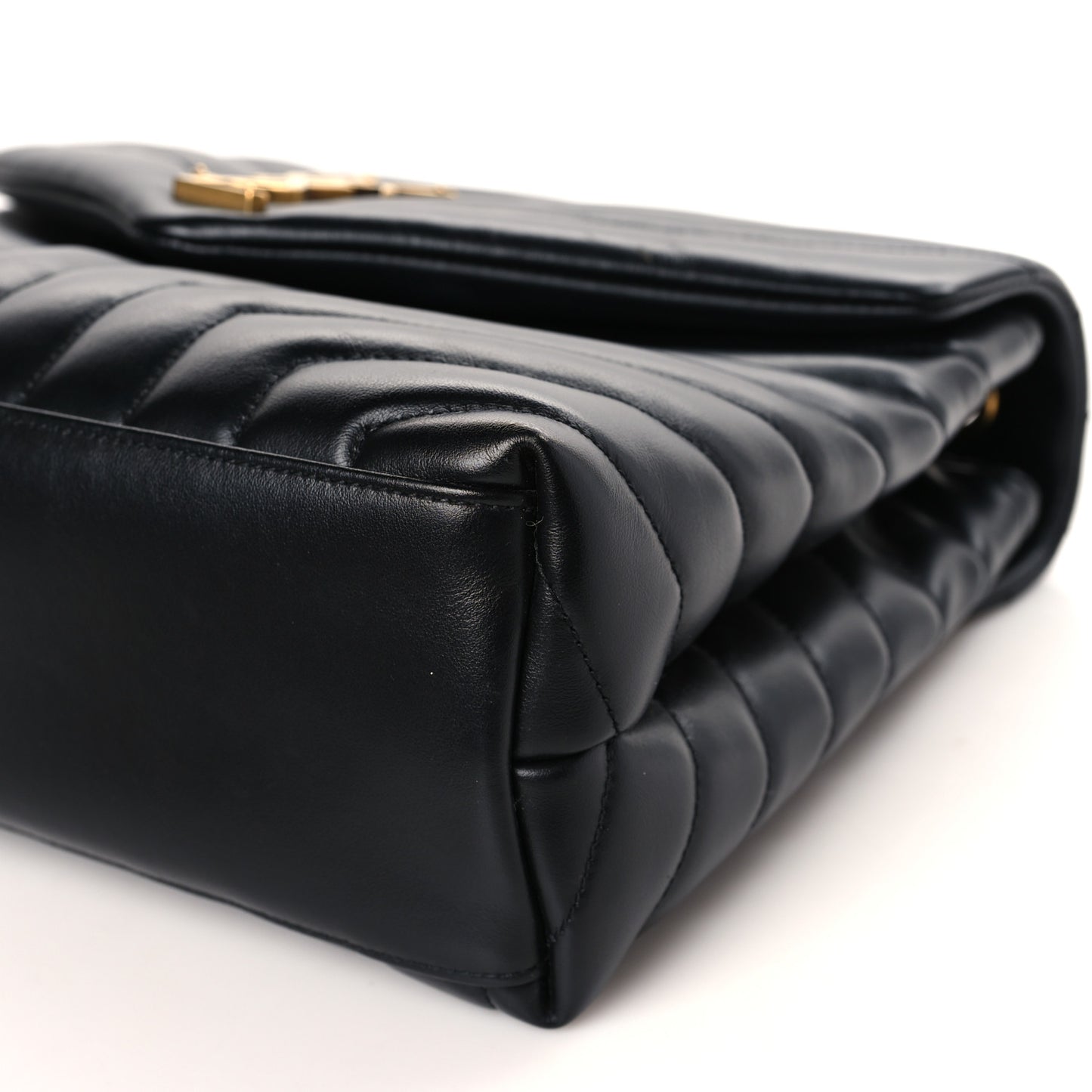 Calfskin Y Quilted Monogram Medium Loulou Chain Satchel Black