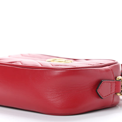 Gucci Calfskin Matelasse Mini GG Marmont Chain Shoulder Bag Hibiscus Red 4 of 8