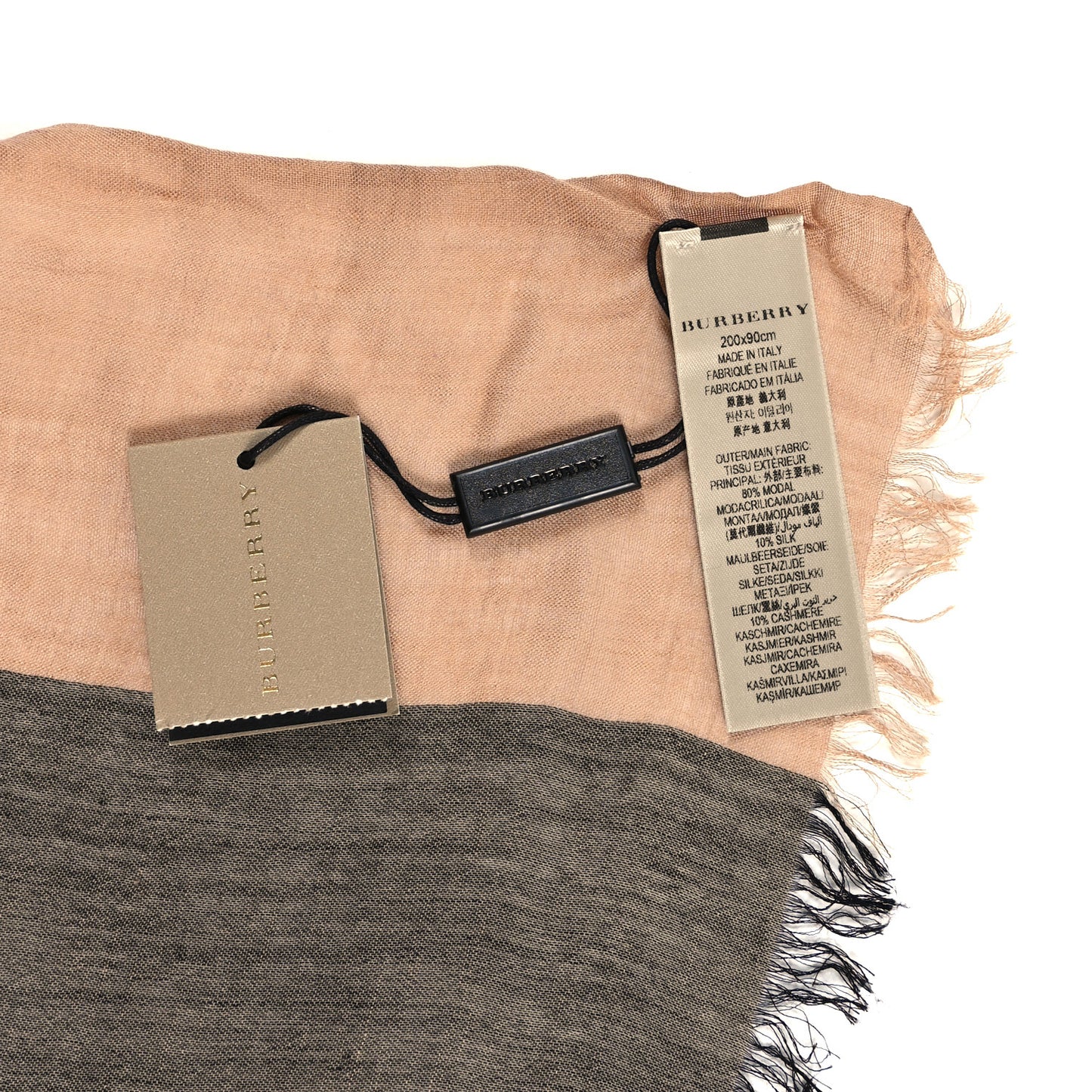 Modal Silk Cashmere Mega Check Lightweight Scarf Camel