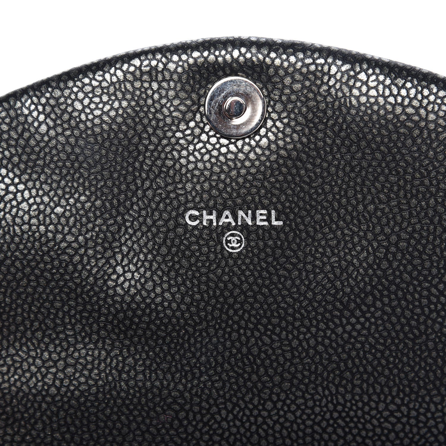 Chanel Metallic Caviar Half Moon Wallet On Chain WOC Dark Silver 8 of 11