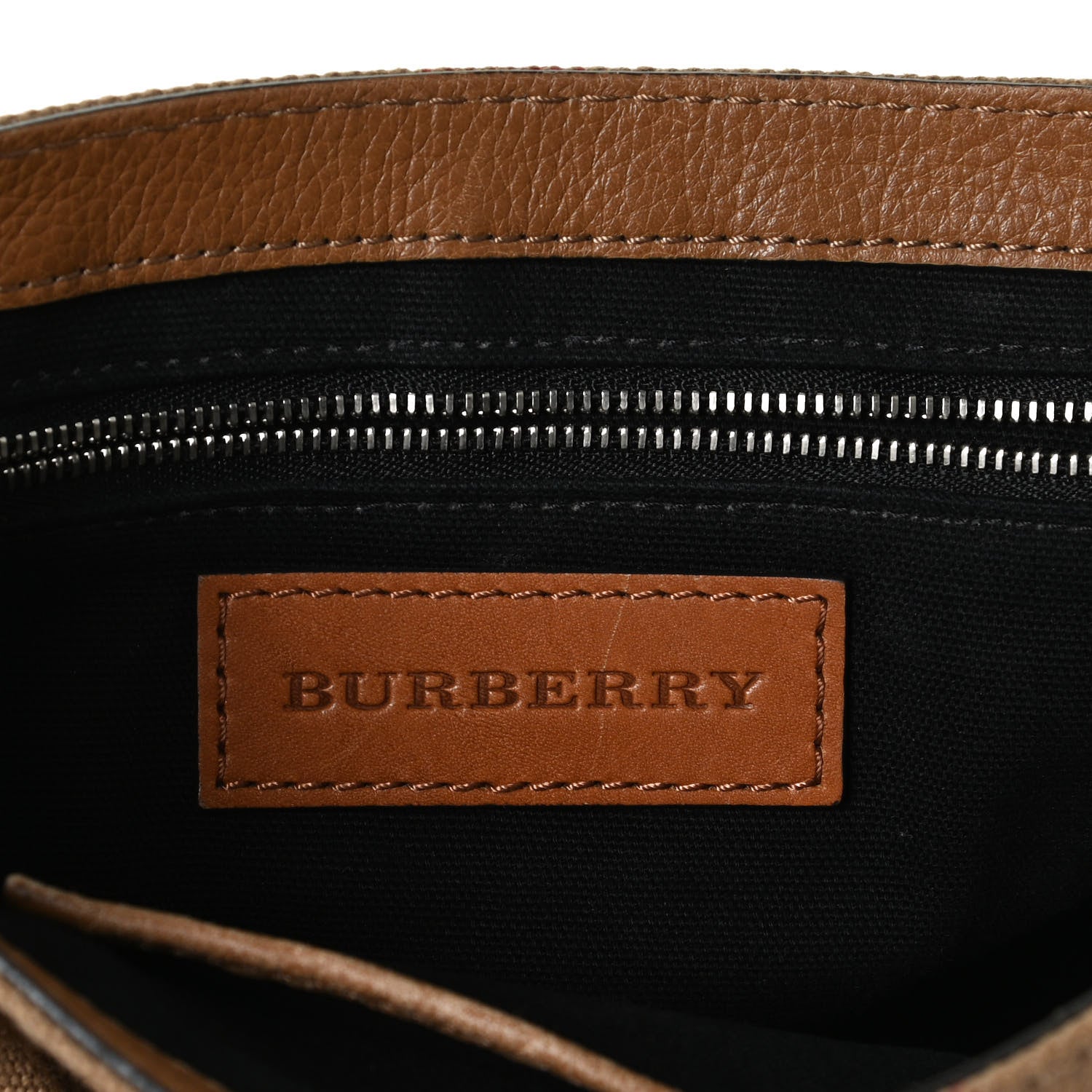 Burberry Mega Check Grainy Calfskin Small Gowan Messenger Bag Saddle Brown 6 of 11