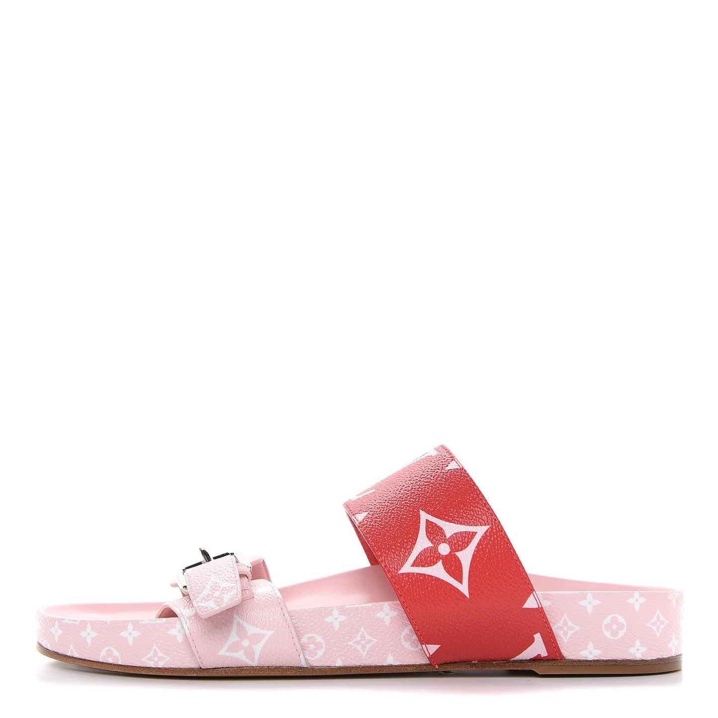 Monogram Giant Bom Dia Flat Mule Sandals 41 Rouge Rose