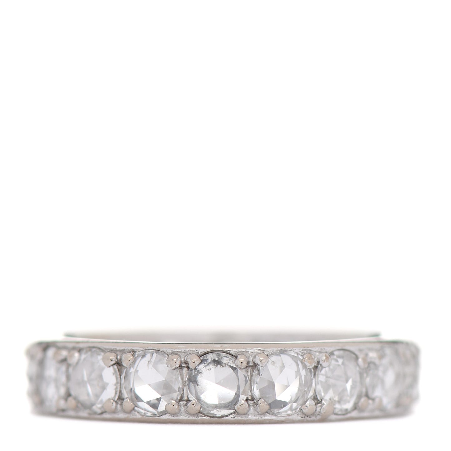 18K White Gold Diamond Metro Rose Cut Eternity Band Ring 48 4.5
