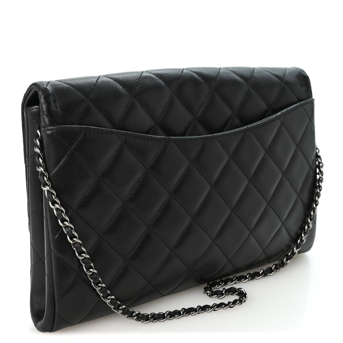Chanel Lambskin Quilted Clutch with Chain Flap Black 3 of 10