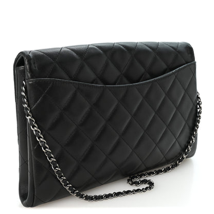 Chanel Lambskin Quilted Clutch with Chain Flap Black 3 of 10