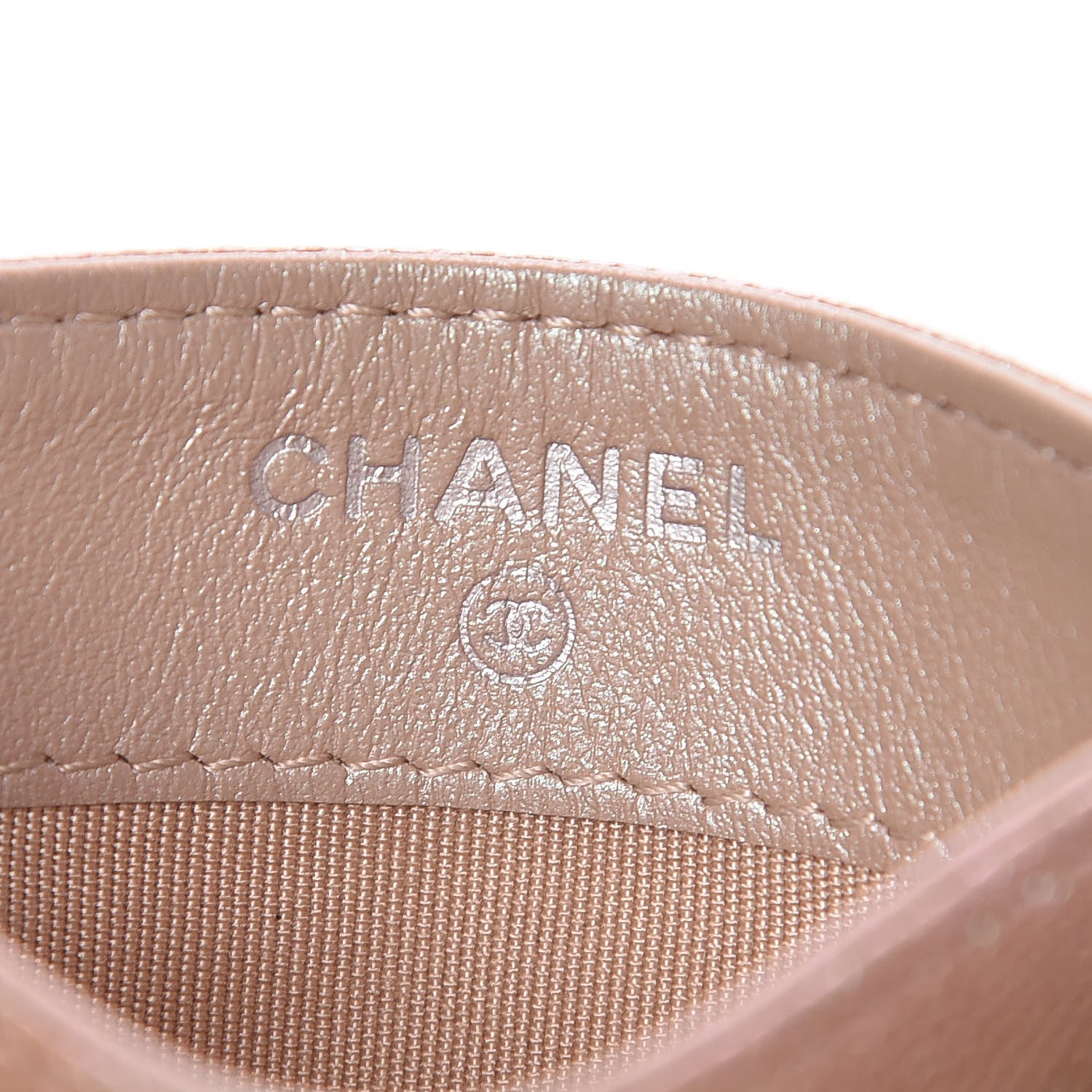 Chanel Iridescent Caviar Chevron Quilted Card Holder Beige 6 of 14