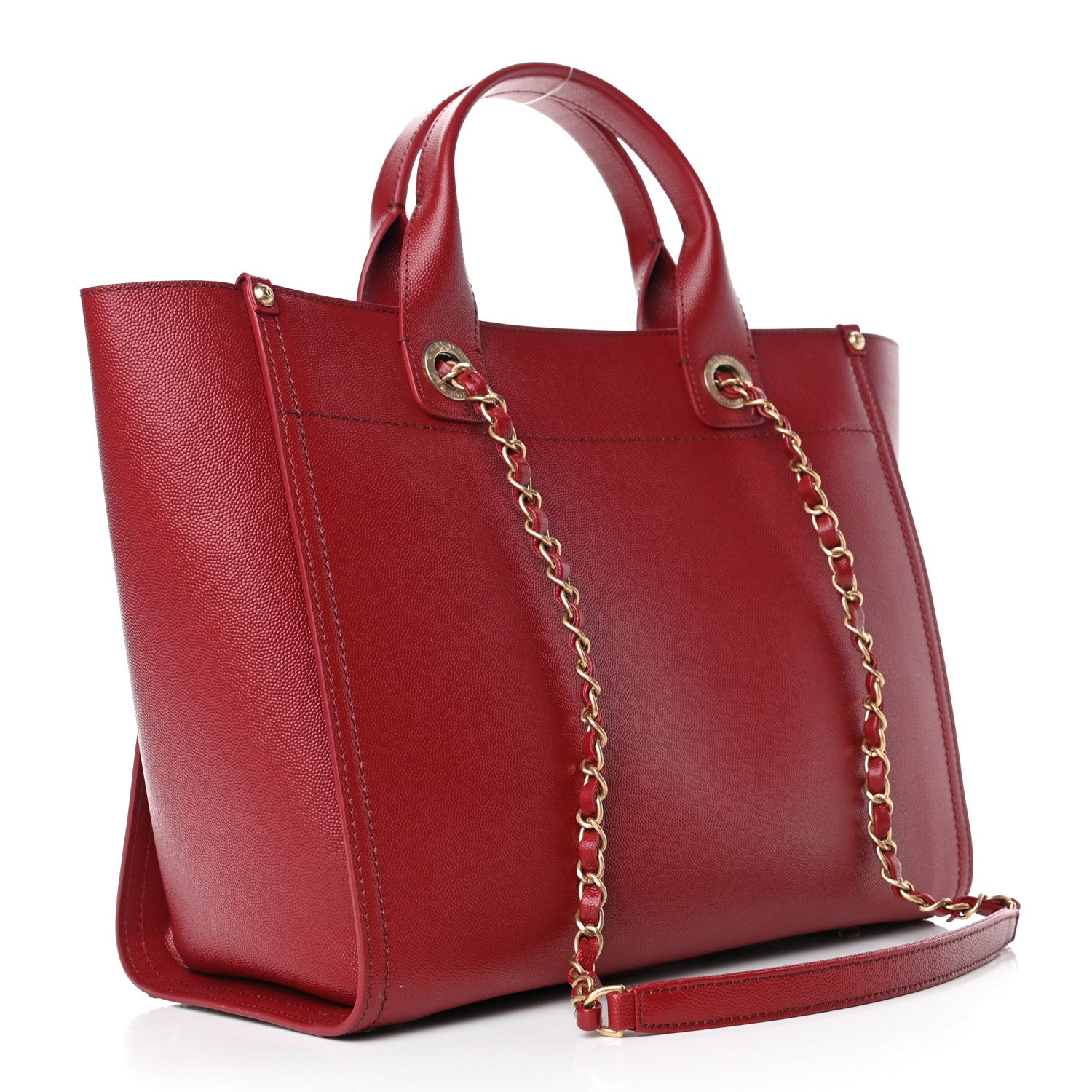 Chanel Caviar Small Studded Deauville Tote Burgundy 2 of 4