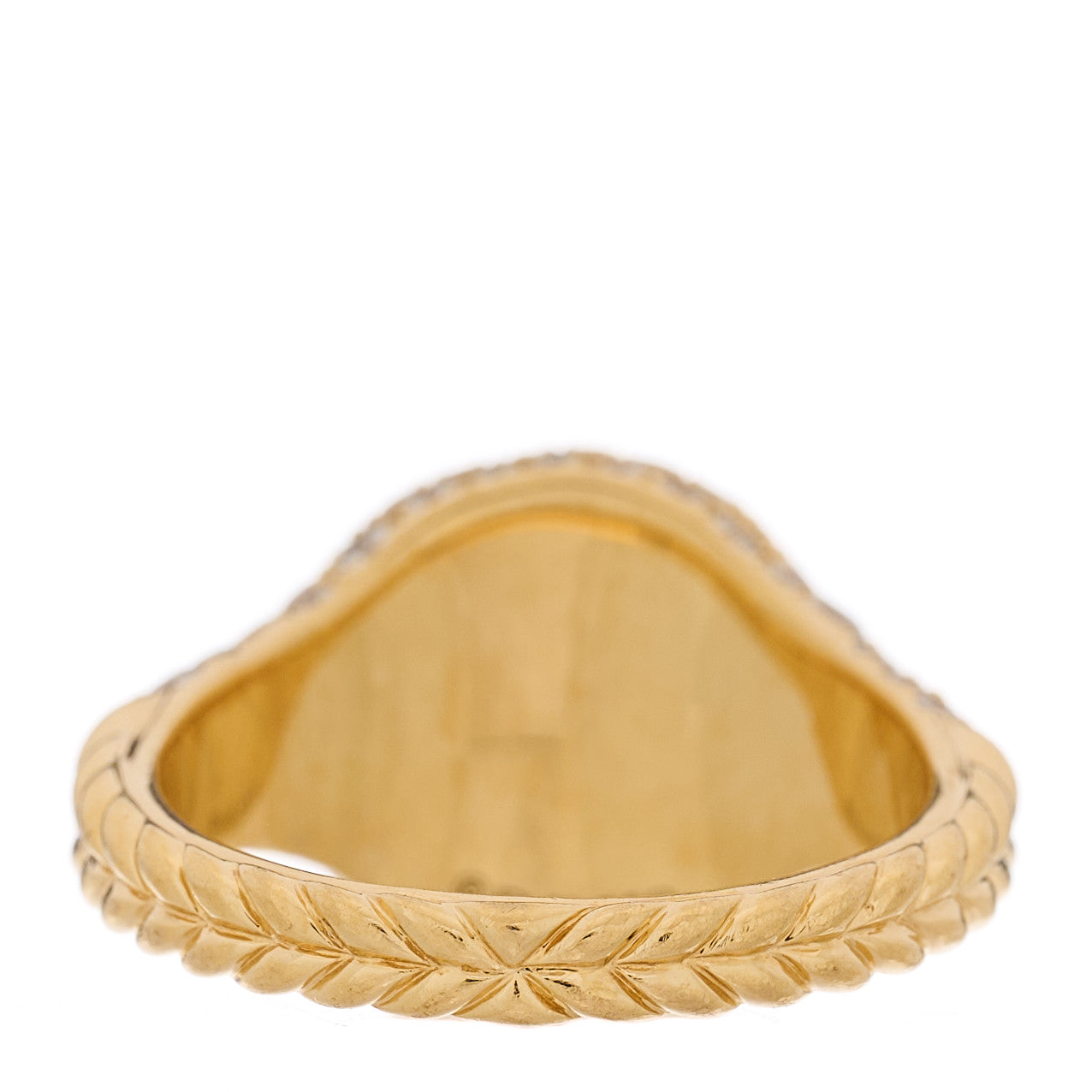 18K Yellow Gold Diamond Pave Chevron Pinky Ring 46 3.5